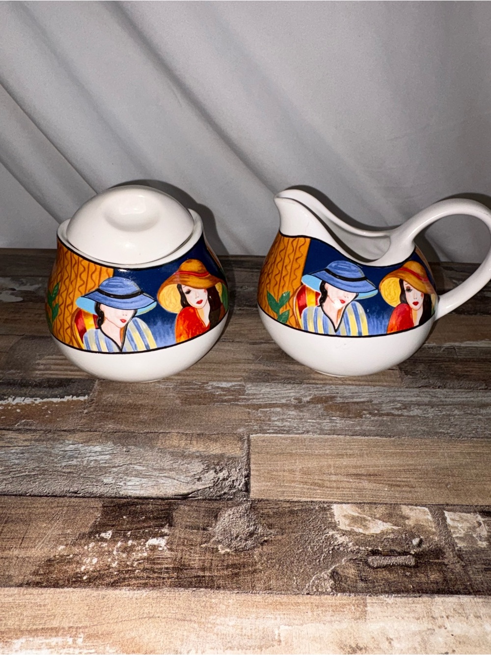 Vintage Sango “Cafe Paris” Creamer and Sugar Bowl